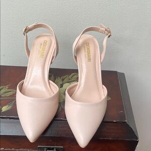 Cushionaire Women's Blush Pointed-Toe Ankle Strap Heels